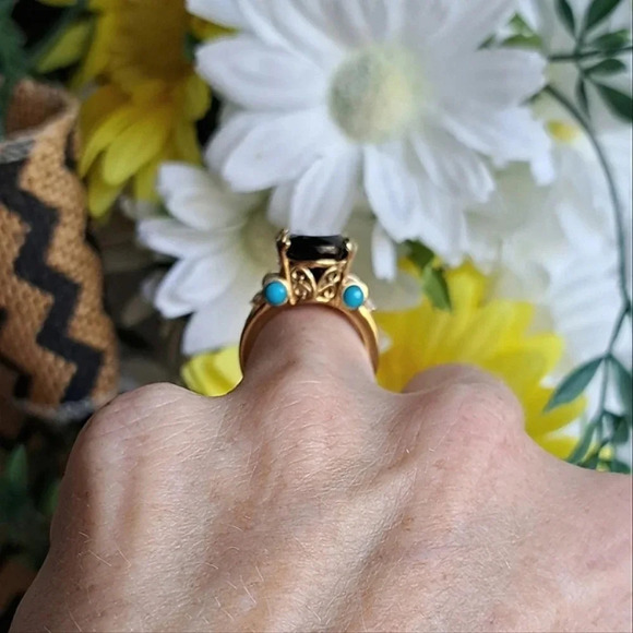 Elite Shungite, Sleeping Beauty Turquoise & White Zircon Ring. - Picture 6 of 9